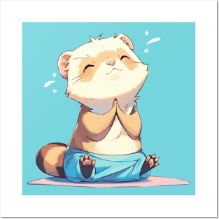 Ferret grateful for a yoga session Posters and Art